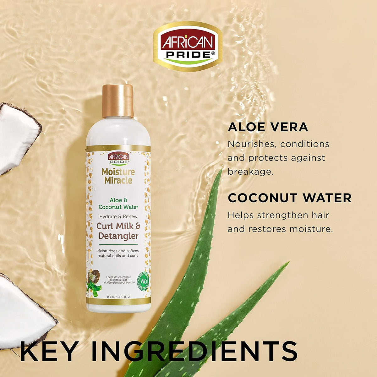 African Pride Moisture Miracle Aloe & Coconut Water Curl Milk & Detangler