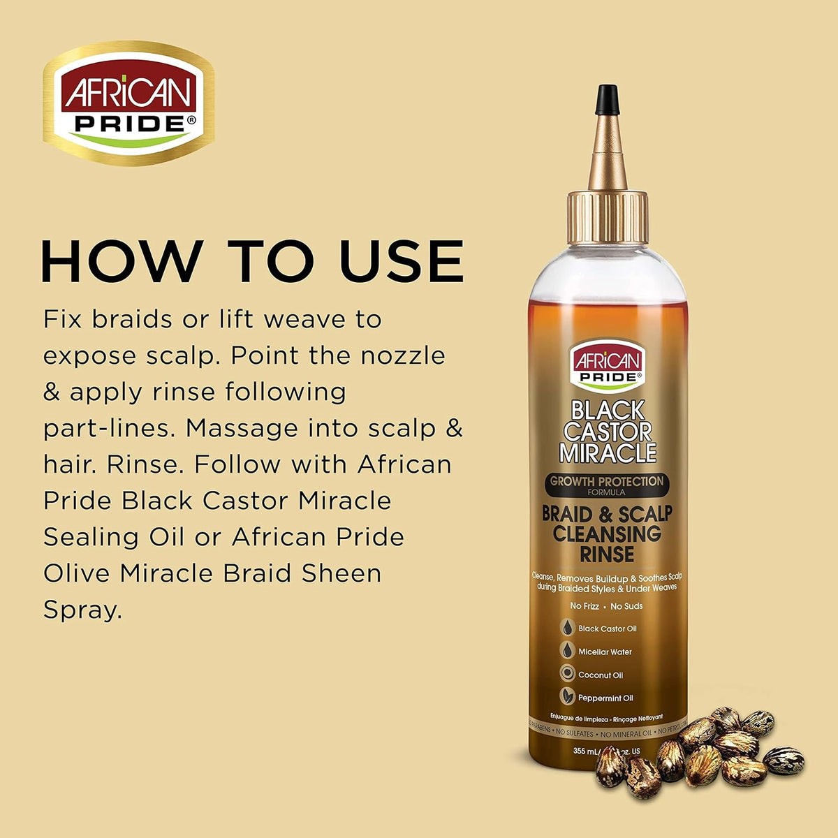 African Pride Black Castor Miracle Braid & Scalp Cleansing Rinse