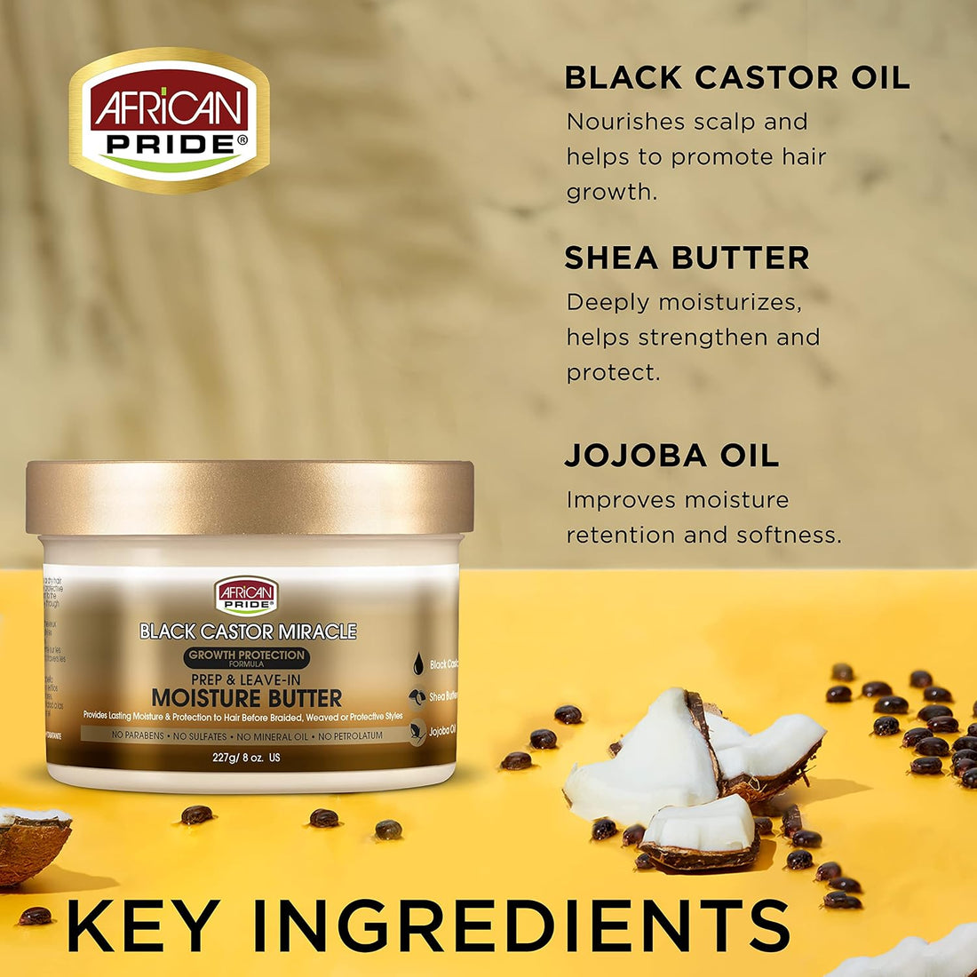 African Pride Black Castor Miracle Prep & Leave-In Moisture Butter