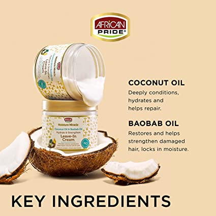 African Pride Moisture Miracle Coconut Oil & Baobab Oil Leave-in Cream