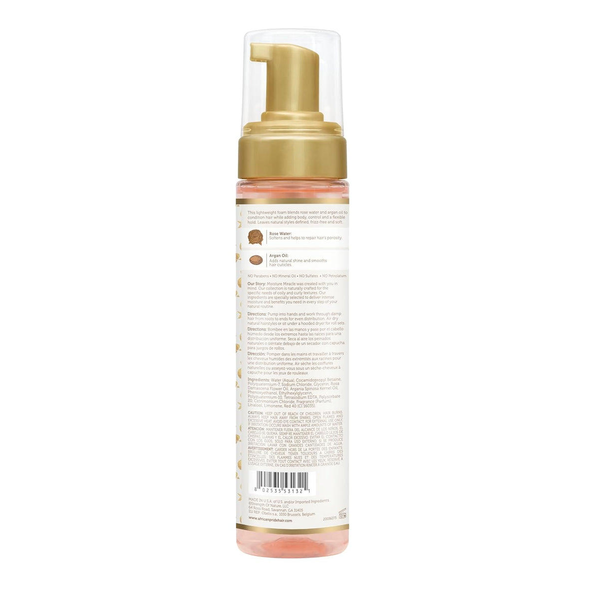 African Pride Moisture Miracle Rose Water And Argan Oil Curl Mousse
