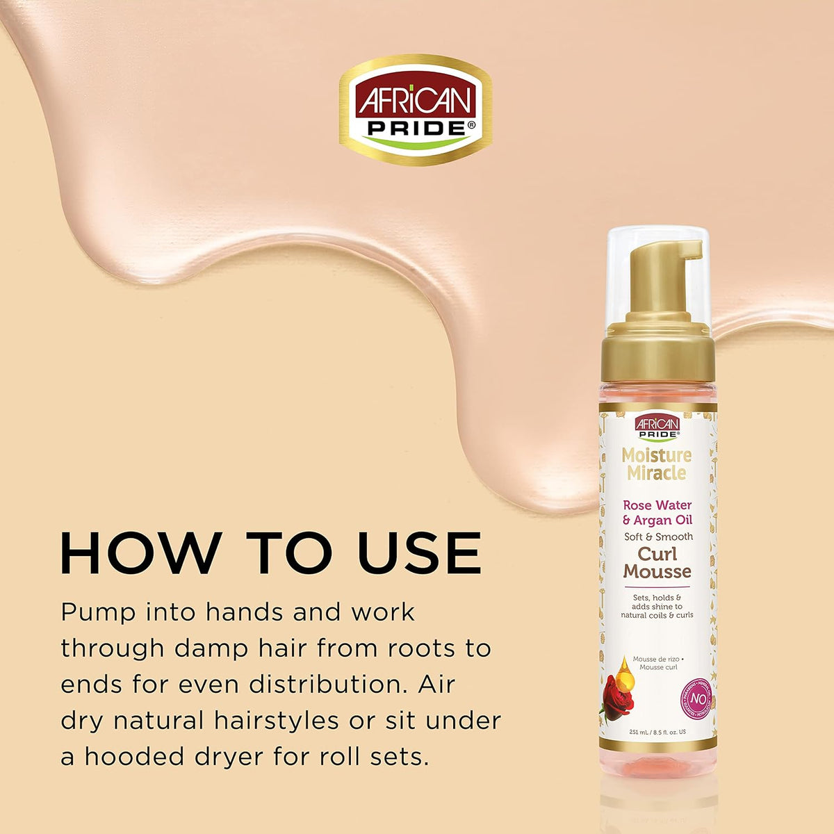 African Pride Moisture Miracle Rose Water And Argan Oil Curl Mousse