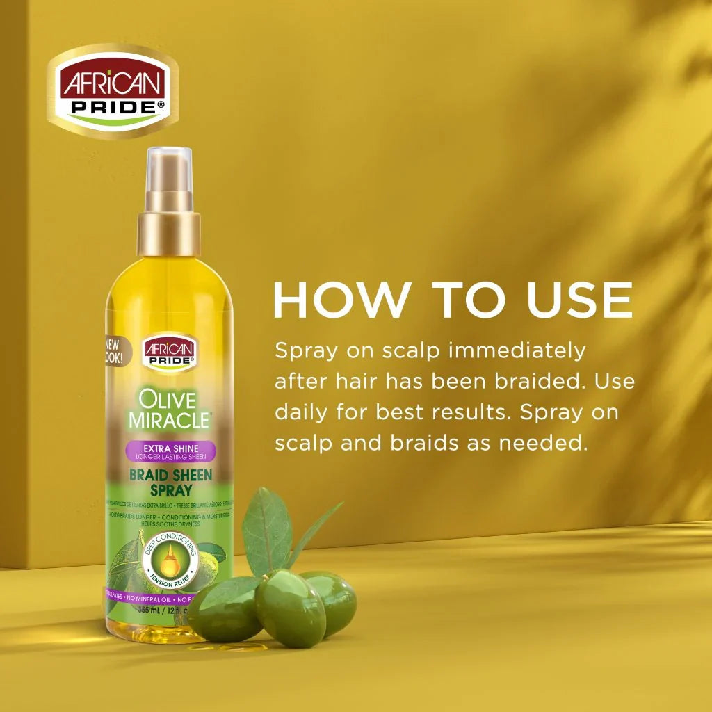 African Pride Olive Miracle Braid Sheen Spray Extra Shine