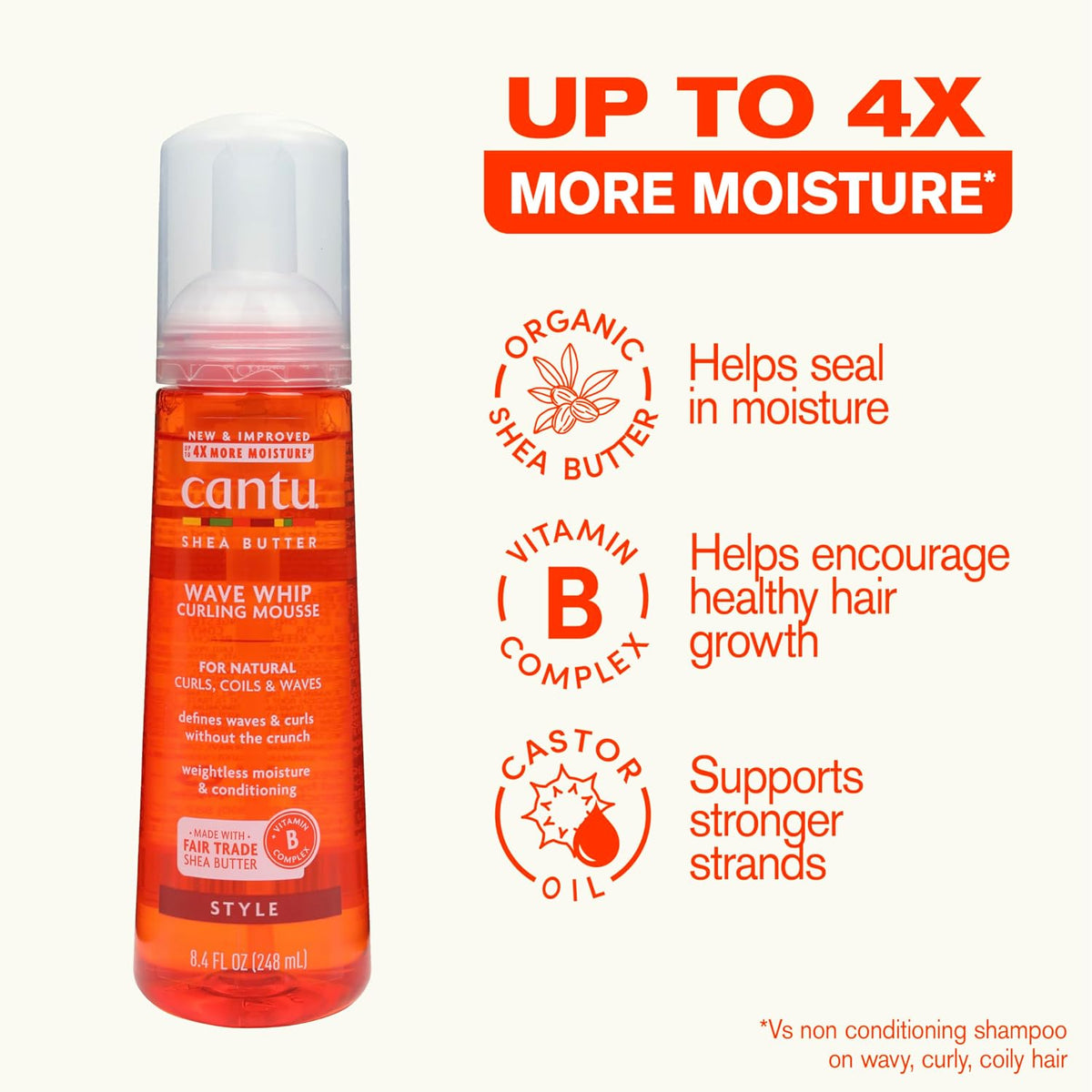 Cantu Shea Butter Wave Whip Curling Mousse For Natural Hair
