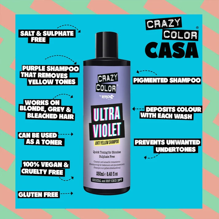 Crazy Color Rainbow Ultra Violet No Yellow Shampoo