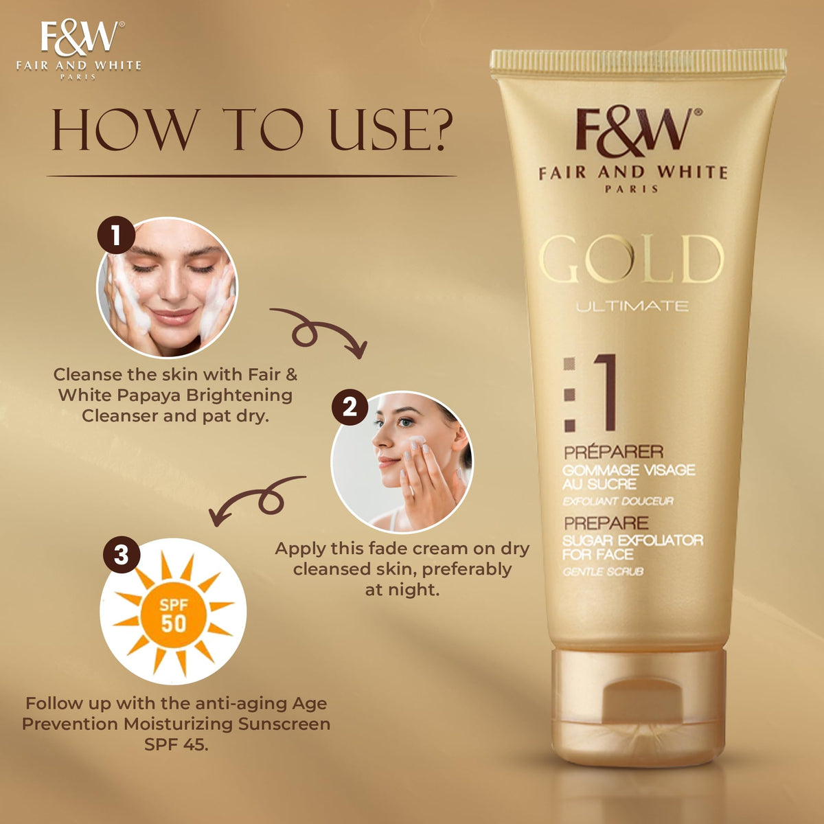 Fair & White Gold Prepare Brightening Cream With Aha
