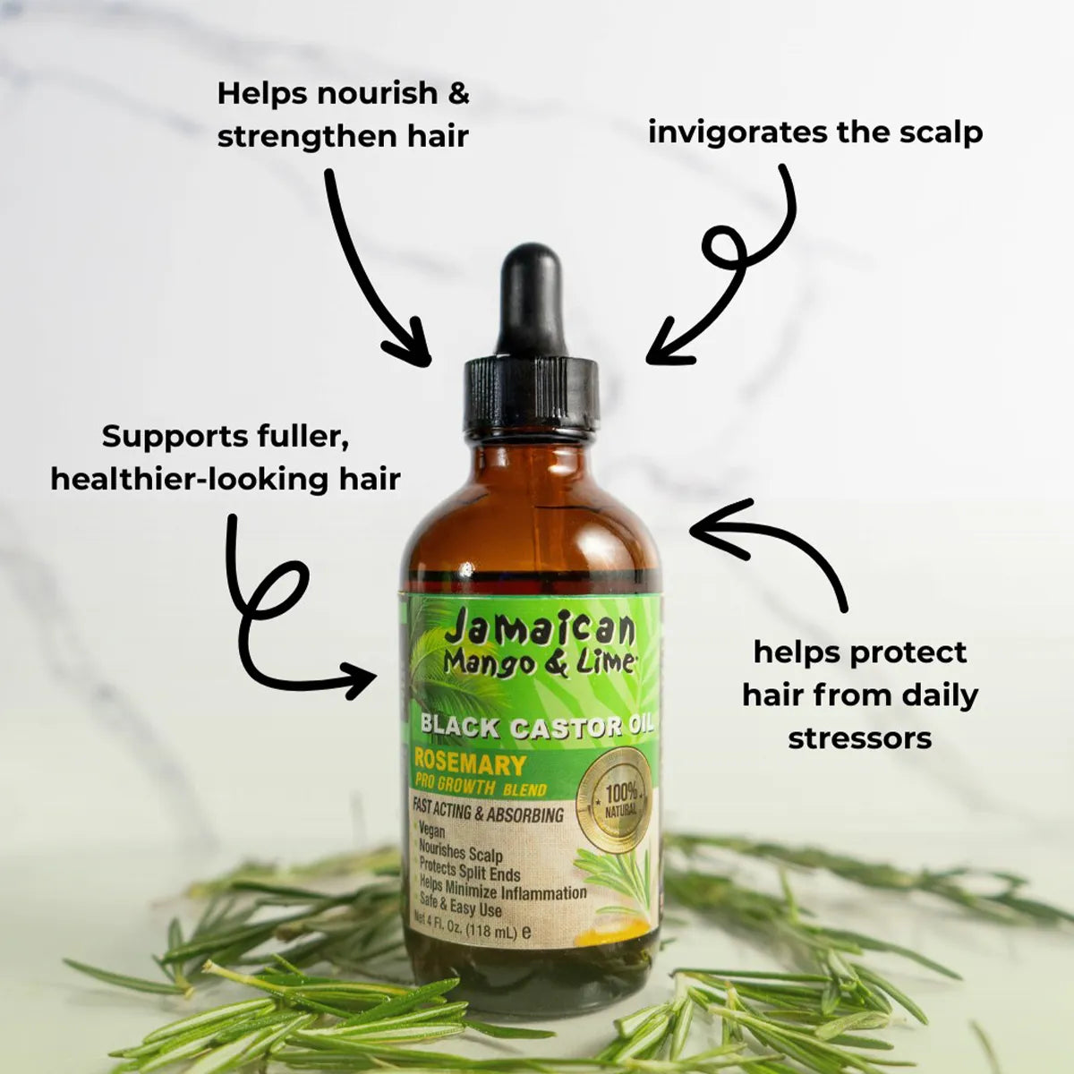 Jamaican Mango & Lime Black Castor Oil rosemary