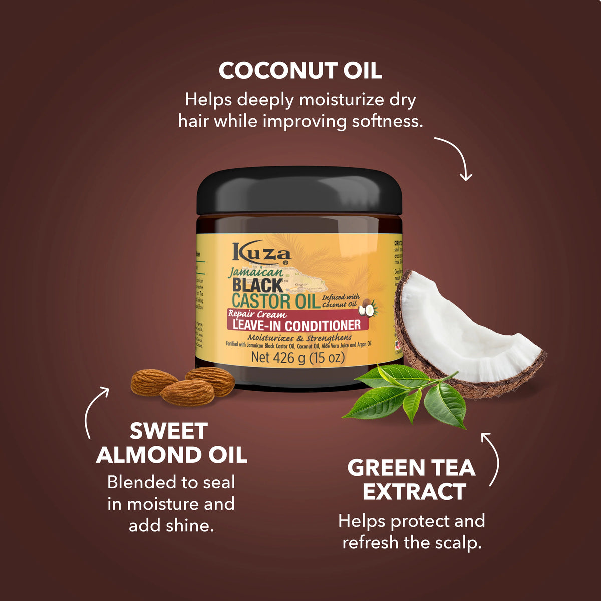 Kuza Naturals Jamaican Black Castor Oil Repair Cream Leave-In Conditioner