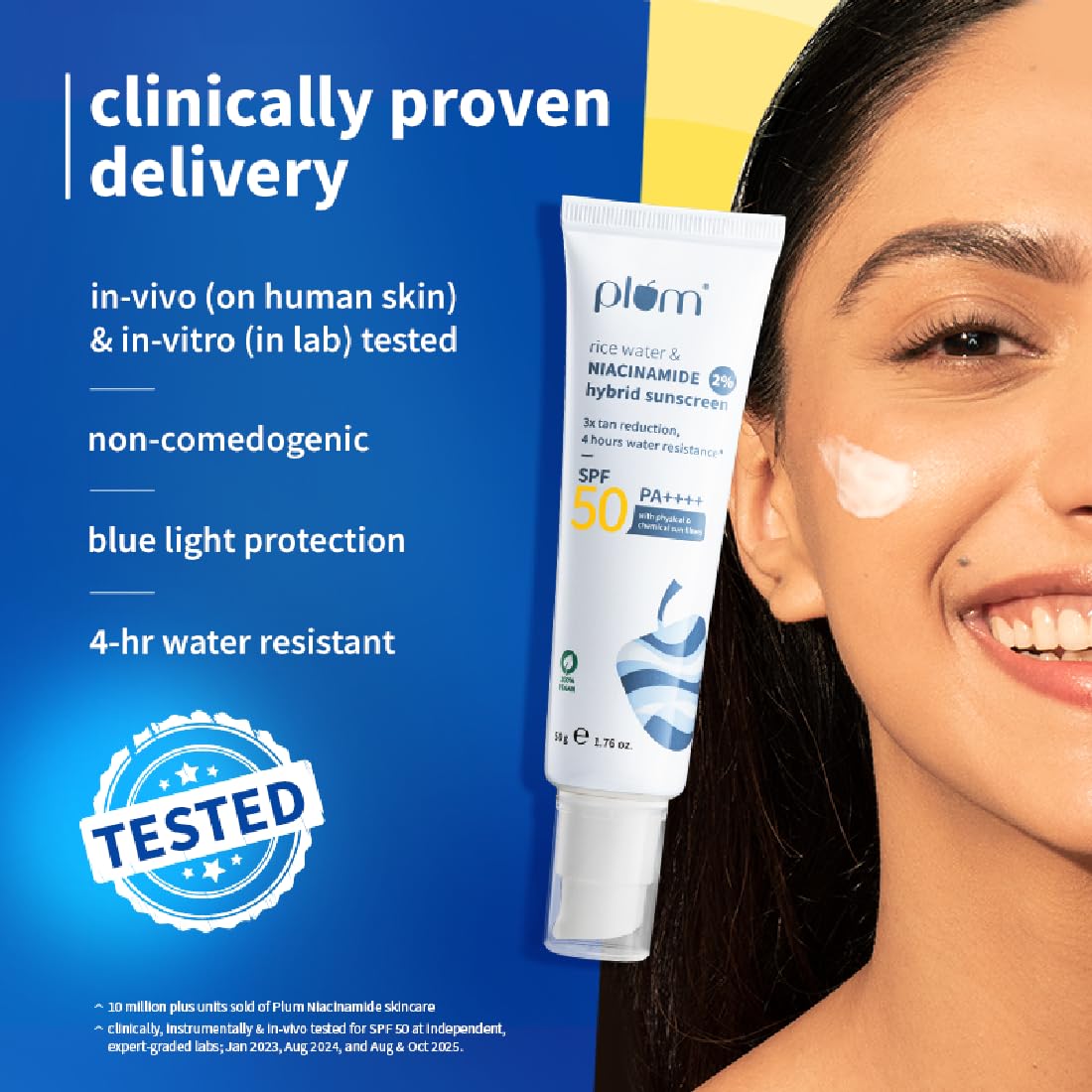 Plum 2% Niacinamide & Rice Water SPF 50 PA+++ Hybrid Sunscreen