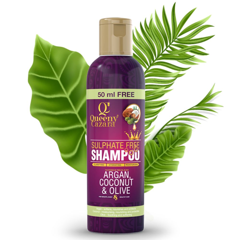 Queeny Cazara Argan, Coconut & Olive Oil Sulfate-Free Shampoo