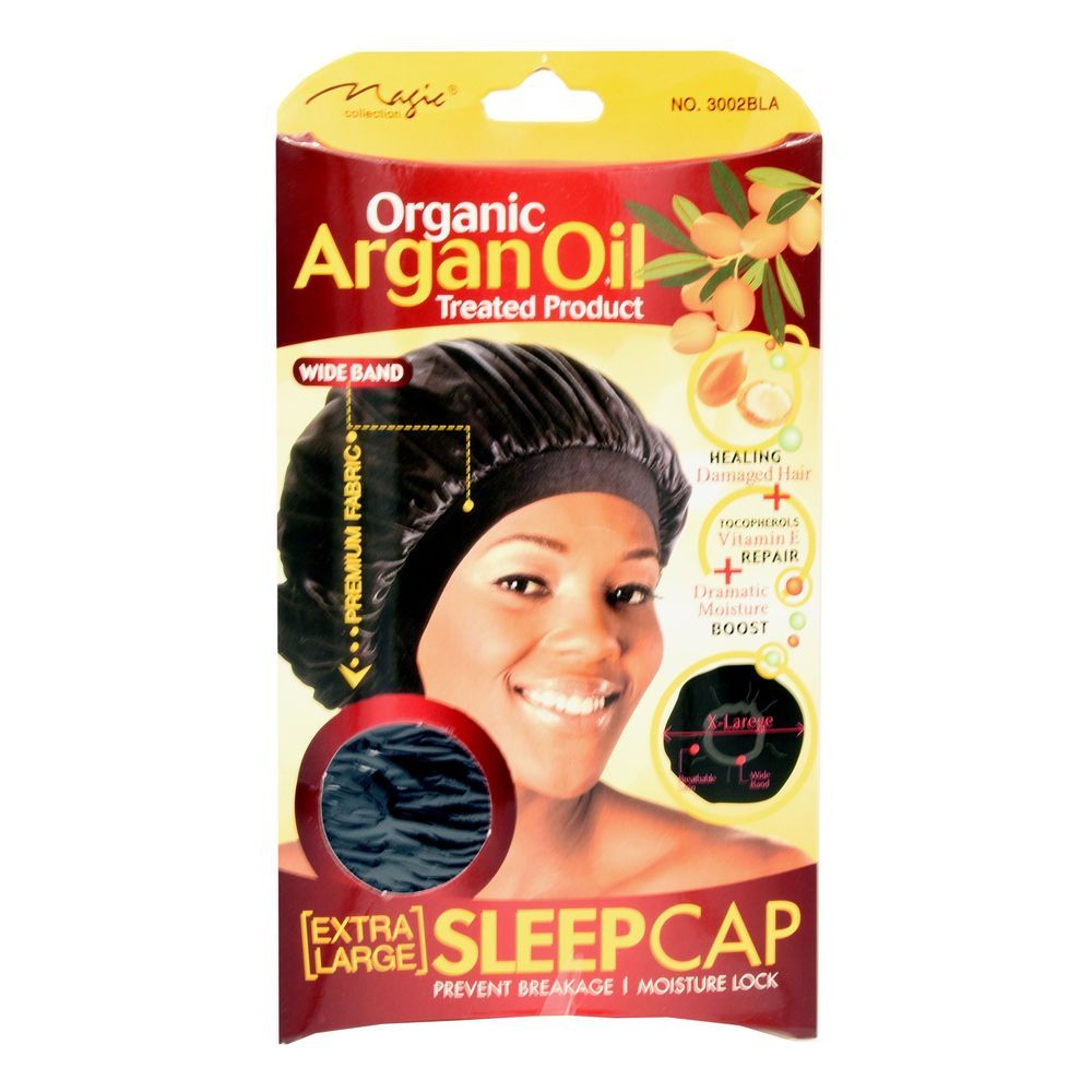 Magic Collection Women's Organic Argan Oil Treated Extra Large Sleep Cap3002bla