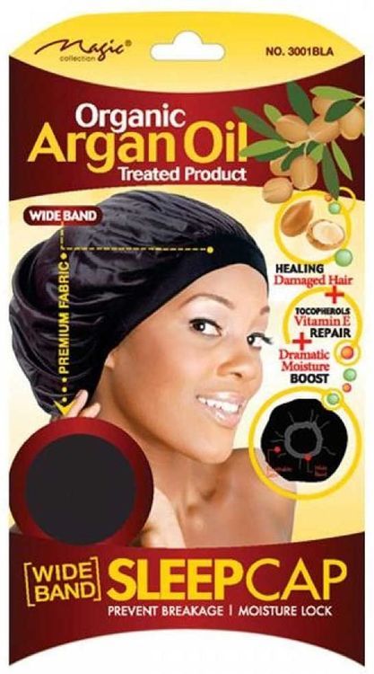 Magic Collection Women's Organic Argan Oil Treated Sleep Cap3001bla