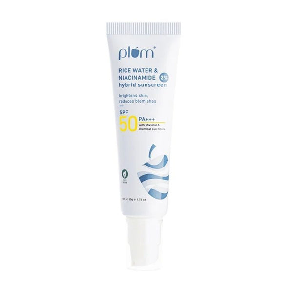 Plum 2% Niacinamide & Rice Water SPF 50 PA+++ Hybrid Sunscreen