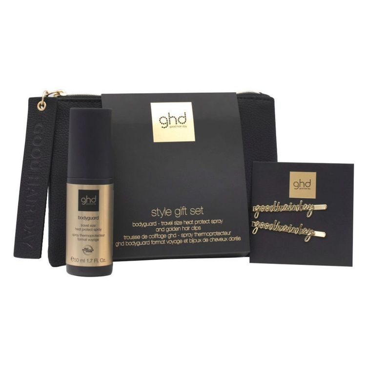 ghd Style gift Set (Travel Size Heat Protect Spray + golden Hair Clips)