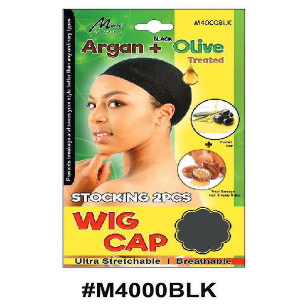 Murry Argan Olive Treated Stocking Wig Cap Black M4000blk
