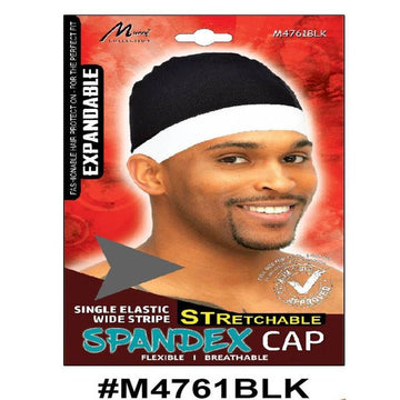 Murry Single Elastic Wide Stripe Spandex Cap Black M4761blk