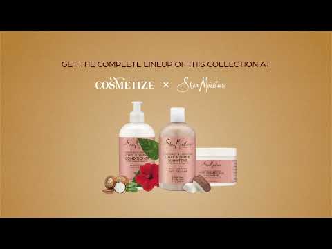 Shea Moisture Coconut & Hibiscus Curl & Shine Shampoo + Conditioner + Smoothie 13oz,13oz,12oz