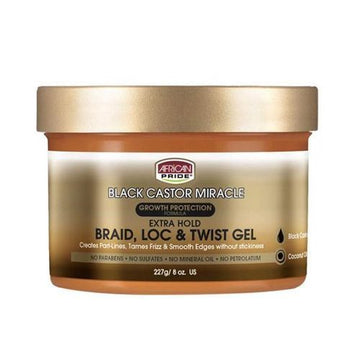 African Pride Black Castor Miracle Extra Hold Braid Loc & Twist Gel