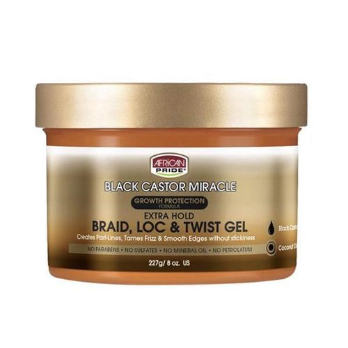 African Pride Black Castor Miracle Extra Hold Braid Loc & Twist Gel
