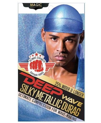 Magic Collection Deep Wave Silky Metallic Durag Blue